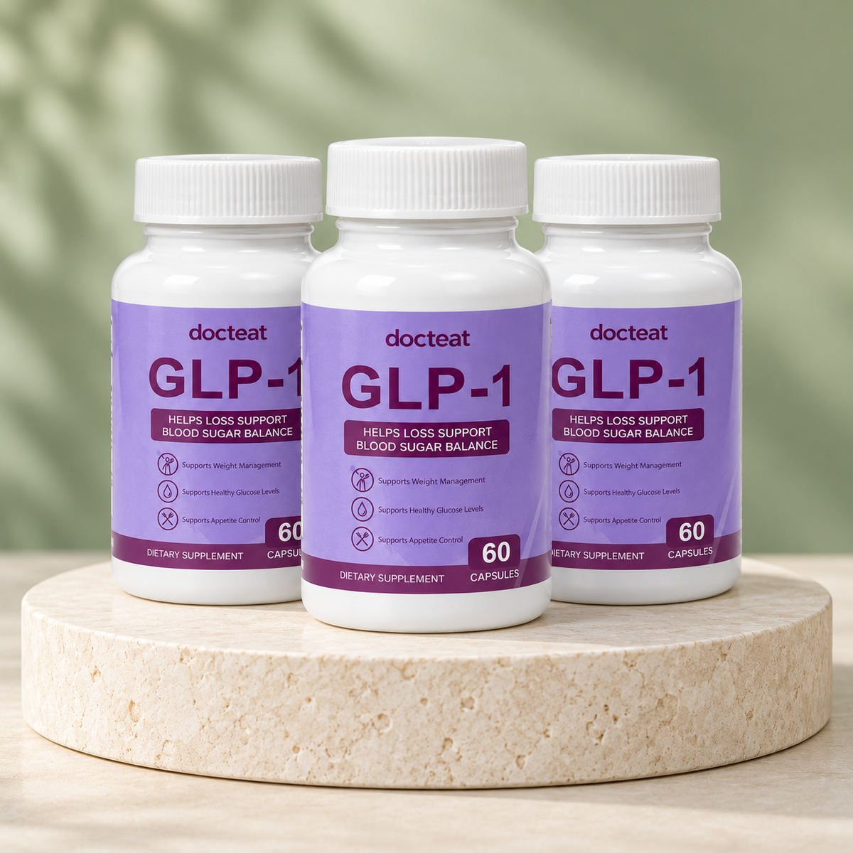 Pack de tres frascos docteat GLP-1 de 60 cápsulas
