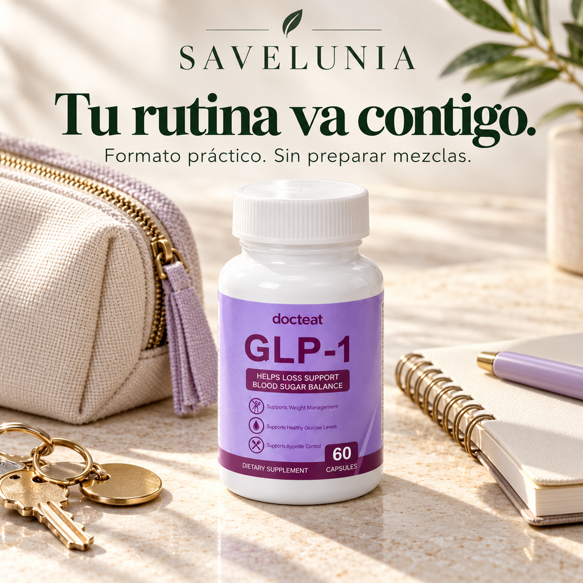 Savelunia — Tu rutina va contigo. Formato práctico, sin preparar mezclas.